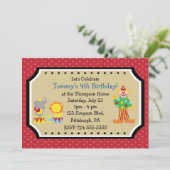 カスタマイズ可能なサーカス誕生日パーティー 招待状 (スタンド正面)