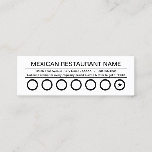 カスタマイズ可能なシェフ付きブリトス ロイヤリティカード (裏面)