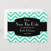 カスタマイズ可能なシェブロン ミントグリーン（ウェディング） 案内ポストカード (正面/裏面)
