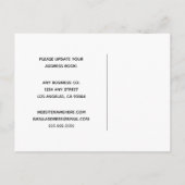 カスタマイズ可能なシックなブラックオフィス建物移動 案内ポストカード (裏面)