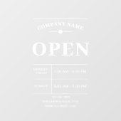 カスタマイズ可能なショップ名と営業時間 ウィンドウサイン (シート)