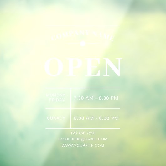 カスタマイズ可能なショップ名と営業時間 ウィンドウサイン (シート3)