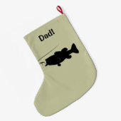 カスタマイズ可能なシルエットの名前のオオクチバス ラージクリスマスストッキング (裏面 (吊り時))