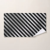 カスタマイズ可能なシルバーとブラックストライプのタオルのセット バスタオルセット (ハンドタオル)