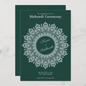 カスタマイズ可能なシルバーエメラルドメフェンディヘナインディアン 招待状 (正面/裏面)