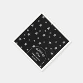 カスタマイズ可能なシルバースターズブラック卒業パーティー スタンダードカクテルナプキン (角)