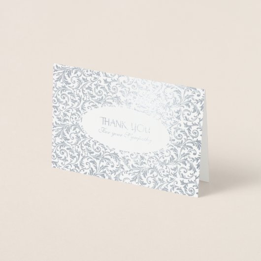 カスタマイズ可能なシルバーダマスク悔やみや弔慰ありがとう 箔カード (正面)