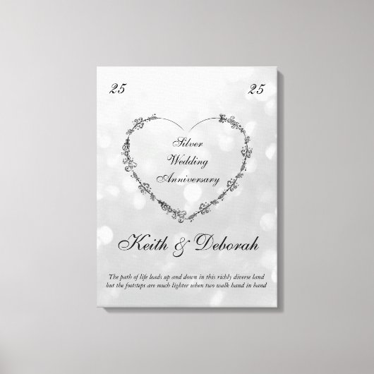 カスタマイズ可能なシルバー記念日 キャンバスプリント (正面)