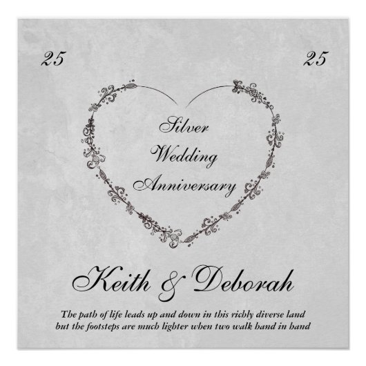 カスタマイズ可能なシルバー記念日 ポスター (正面)