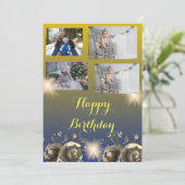 カスタマイズ可能なシンプルなゴールドの誕生日カード 招待状 (スタンド正面)