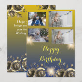 カスタマイズ可能なシンプルなゴールドの誕生日カード 招待状 (正面/裏面)