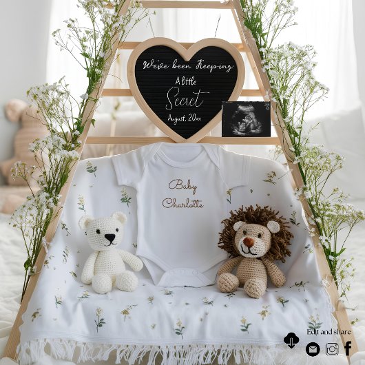 カスタマイズ可能なシンプルな白の妊娠発表 招待状