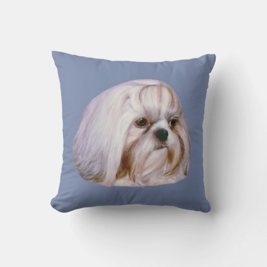 カスタマイズ可能なシーズー（犬）のTzu犬 クッション (正面)