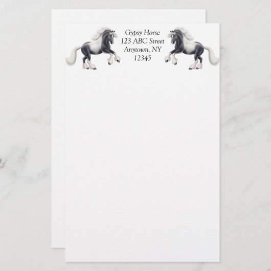 カスタマイズ可能なジプシーのVannerの馬の文房具 便箋 (正面/裏面)