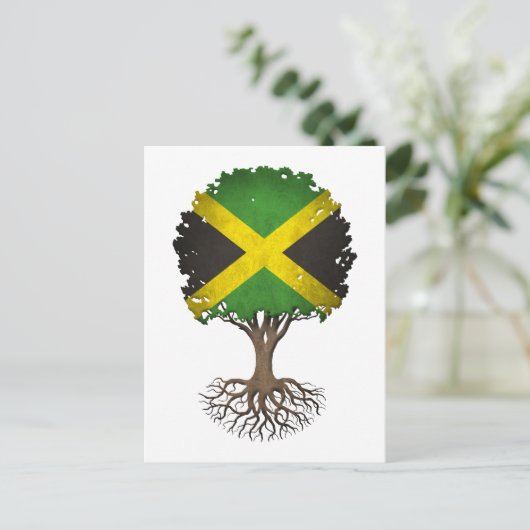 カスタマイズ可能なジャマイカ国旗の木 ポストカード (スタンド正面)