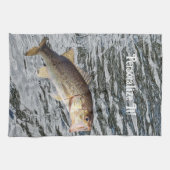 カスタマイズ可能なジャンプベース漁師 キッチンタオル (横)