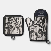 カスタマイズ可能なジャージー牛 鍋つかみ&鍋敷きセット (正面)