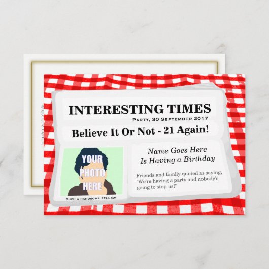 カスタマイズ可能なジャーナリストパーティの招待状 招待状 (正面/裏面)