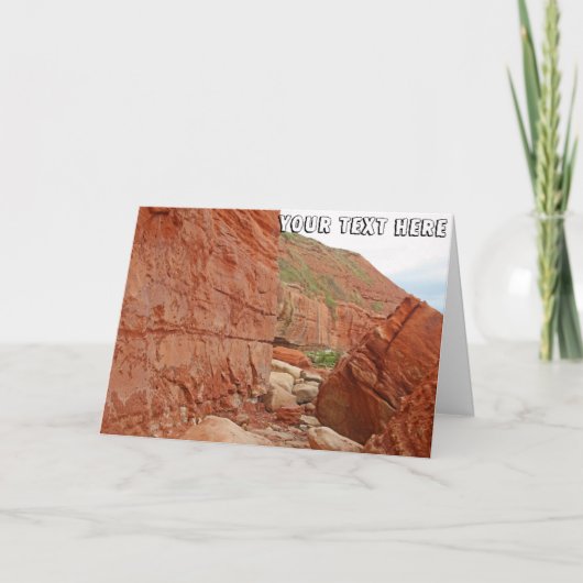 カスタマイズ可能なジュラシック海岸の赤い岩、デボン カード (正面)