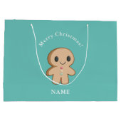 カスタマイズ可能なジンジャーブレッド人抱き枕 ラージペーパーバッグ (裏面)