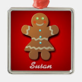 カスタマイズ可能なジンジャーブレッドCookie メタルオーナメント (正面)