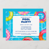 カスタマイズ可能なスイミングプールパーティー 招待状 (正面/裏面)