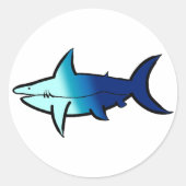 カスタマイズ可能なスカイグラデーションサメ ラウンドシール (正面)