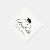 カスタマイズ可能なスクリプトブラック&ホワイトの卒業紙 スタンダードカクテルナプキン (角)