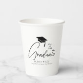 カスタマイズ可能なスクリプトブラック&ホワイトの卒業8oz 紙コップ (裏面)