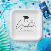 カスタマイズ可能なスクリプトモノクロ卒業 ペーパープレート (パーティー)