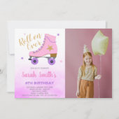 カスタマイズ可能なスケートで滑るパーティの招待状 子供へ 招待状 (正面)