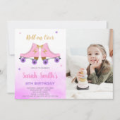 カスタマイズ可能なスケートで滑るパーティの招待状 子供へ 招待状 (正面)