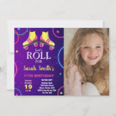 カスタマイズ可能なスケートで滑るパーティの招待状 子供へ 招待状 (正面)