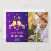 カスタマイズ可能なスケートで滑るパーティの招待状 子供へ 招待状 (正面)