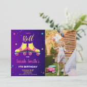 カスタマイズ可能なスケートで滑るパーティの招待状 子供へ 招待状 (スタンド正面)