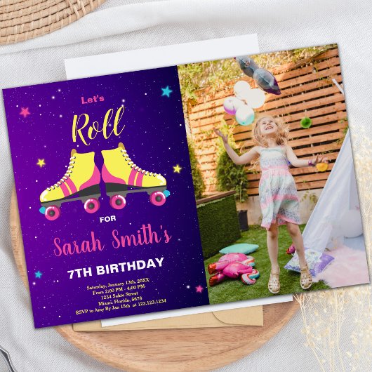 カスタマイズ可能なスケートで滑るパーティの招待状 子供へ 招待状