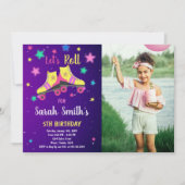 カスタマイズ可能なスケートで滑るパーティの招待状 子供へ 招待状 (正面)