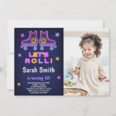 カスタマイズ可能なスケートで滑るパーティの招待状 子供へ 招待状 (正面)