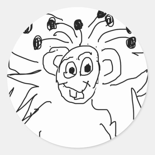 カスタマイズ可能なステッカー ハッピーモンスター ラウンドシール (正面)