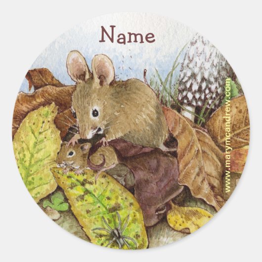 カスタマイズ可能なステッ離れカーのマウスファミリー ラウンドシール (正面)