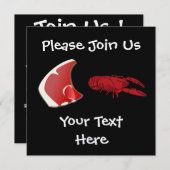 カスタマイズ可能なステーキとロブスターの招待状 招待状 (正面/裏面)