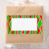 カスタマイズ可能なストライプクリスマス休日ラベル ラベル (インサイチュ)