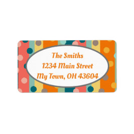 カスタマイズ可能なストライプレトロとドットオレンジ色のリターン ラベル