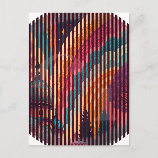カスタマイズ可能なストライプ ファンタジー ポストカード (正面)