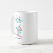 カスタマイズ可能なスノーボーディングブルーバードクリスマス コーヒーマグカップ (正面左)