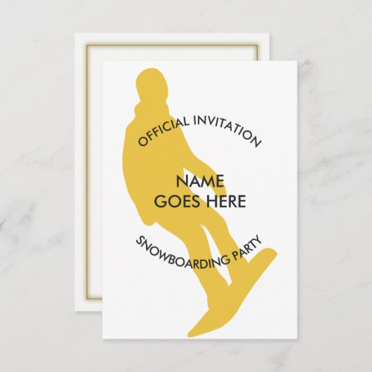 カスタマイズ可能なスノーボードパーティの招待状 招待状 (正面/裏面)