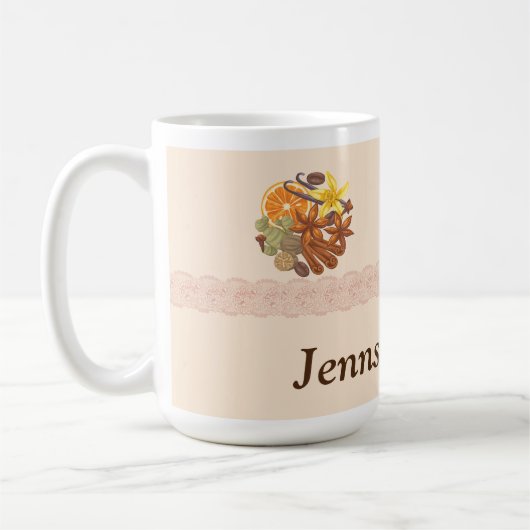 カスタマイズ可能なスパイス、調味料、および抽出 コーヒーマグカップ (左)