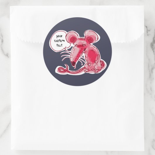 カスタマイズ可能なスピーチのバロンを持つ醜いネズミの漫画 ラウンドシール (バッグ)