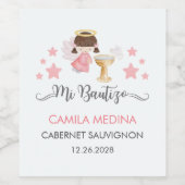 カスタマイズ可能なスペインの水彩天使の洗礼 ワインラベル (シングルラベル)