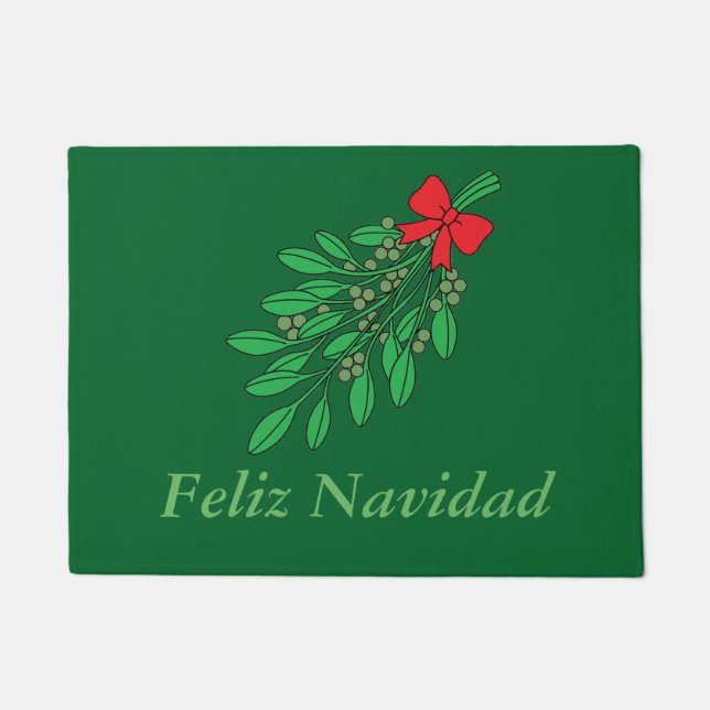カスタマイズ可能なスペイン語Feliz Navidad ドアマット (正面)